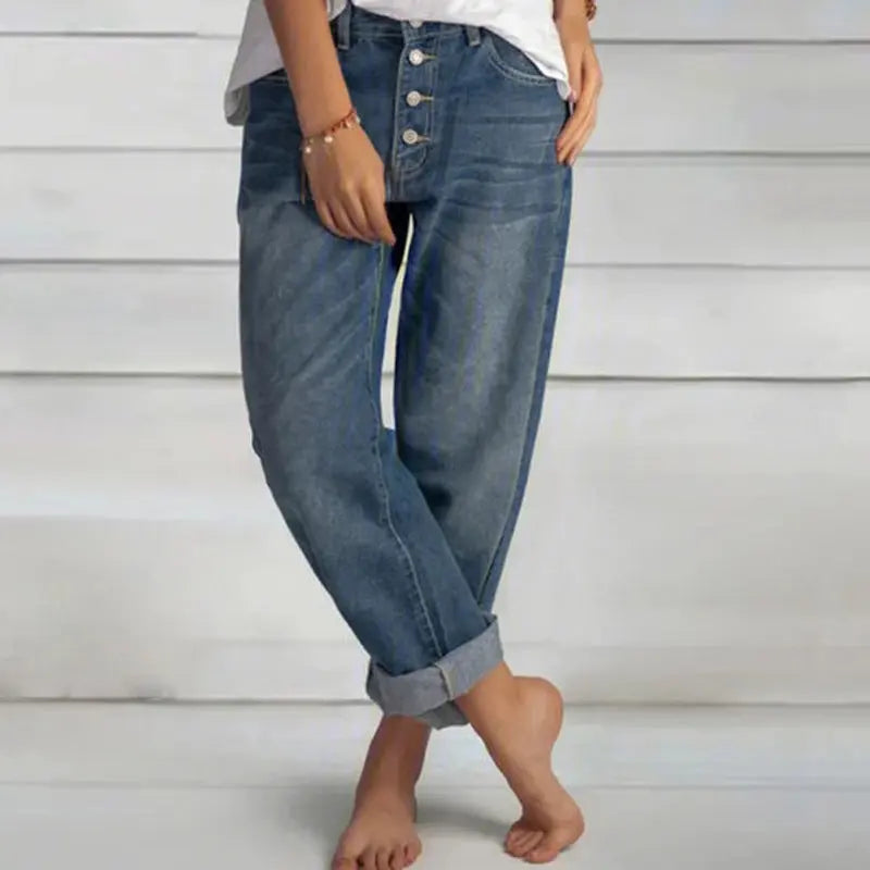 Casual Denim Straight Leg Jeans - Jeans #