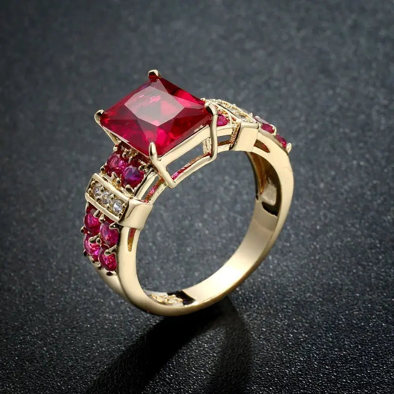 Copper Inlaid Zircon Punk Color Copper Ring - 0 #