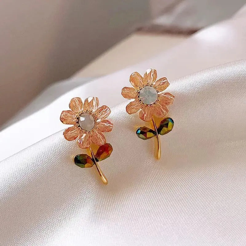 Crystal Petal Earrings For Women Minimalist Design - 0 #