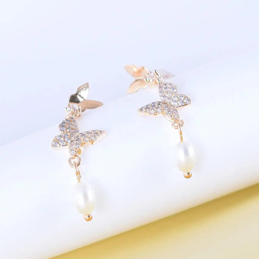 „Freshwater Pearl“ Schmetterlingsohrringe - 0 #