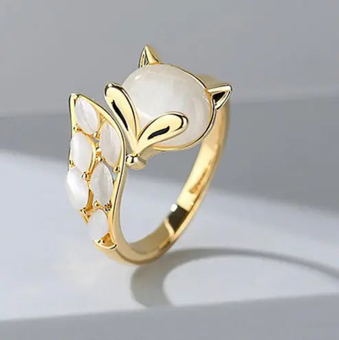Cute Little Fox Special-interest Design Light Luxury Open Ring - 0 #