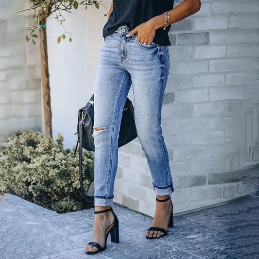 Mid-waist Jeans - Jeans #