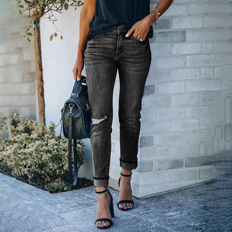 Mid-waist Jeans - Jeans #