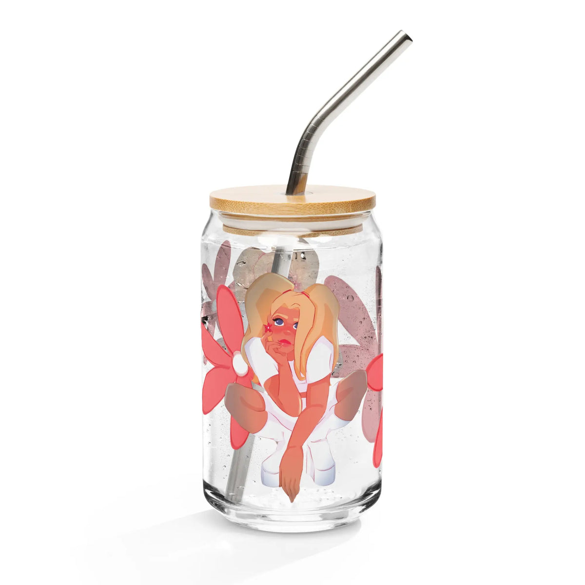 Poppy - Glas Can - Weinglas ohne Stiel (15 oz), Glas in Dosenform (16 oz), Whiskey-Glas, Weithalsflasche, Milchkaffeetasse #