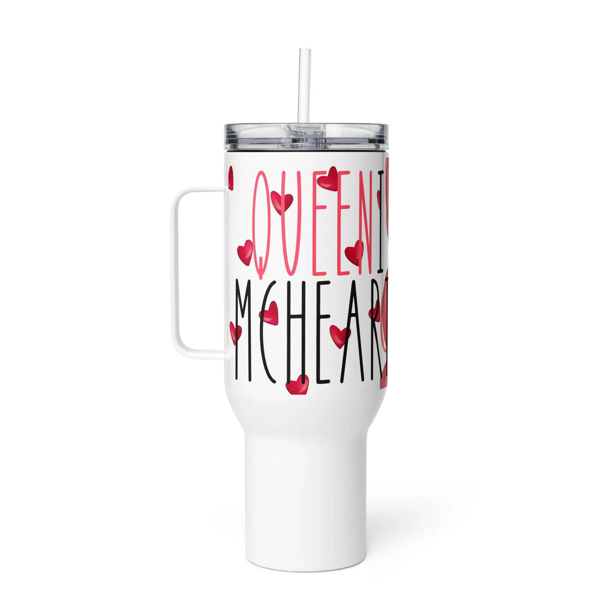 Queeni McHeart - Tumbler - Reisebecher mit Henkel, Edelstahl Trinkflasche mit Strohhalm #