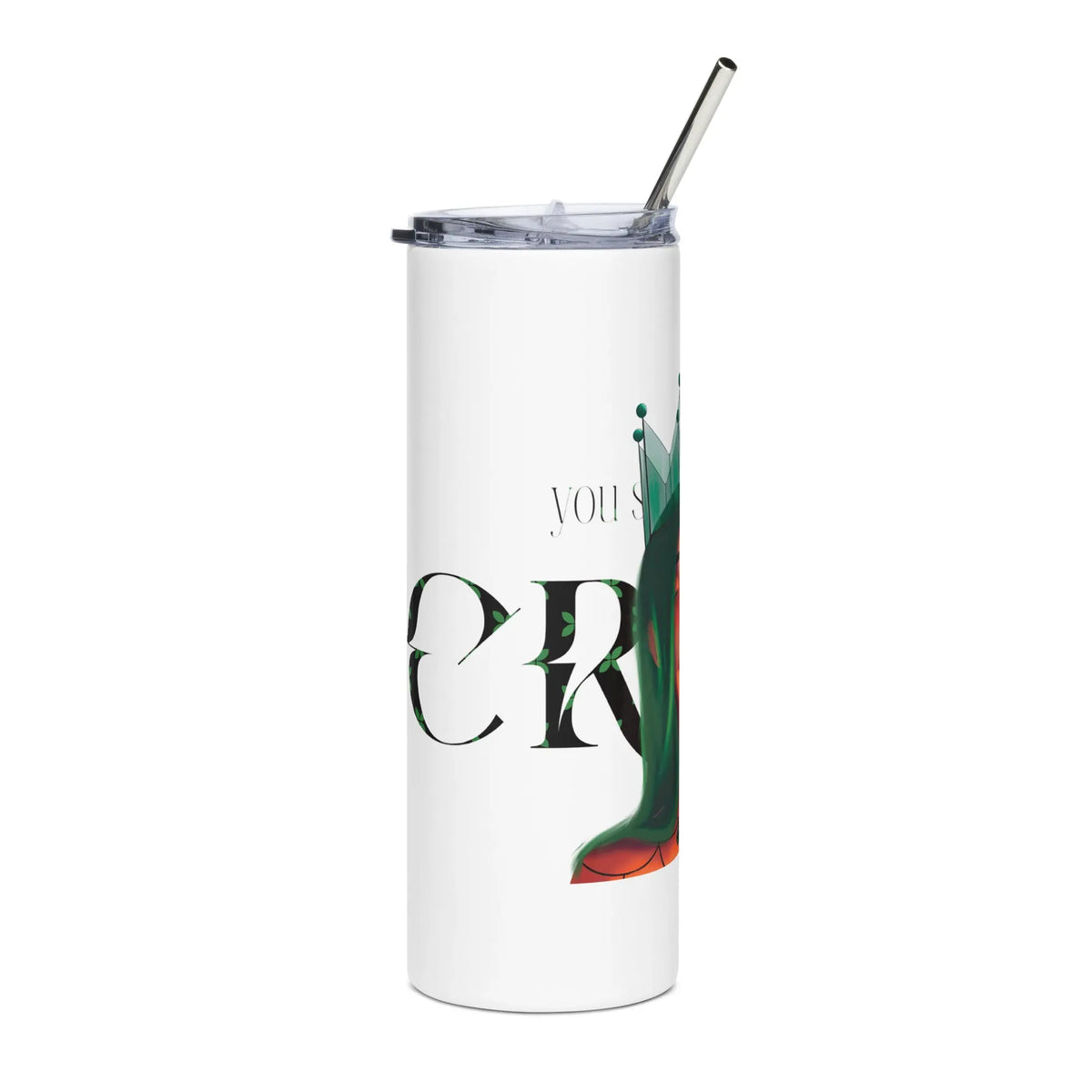 The Crown #2 - Steel Cup - Reisebecher mit Henkel, Edelstahl Trinkflasche mit Strohhalm #