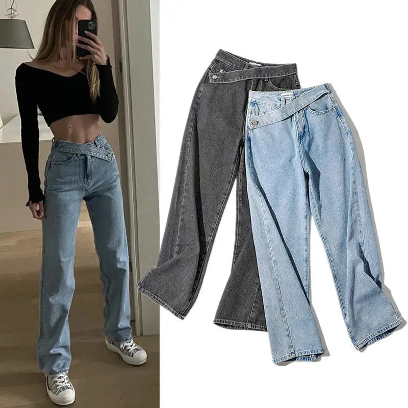 Wide-Legged Straight Jeans - Jeans #