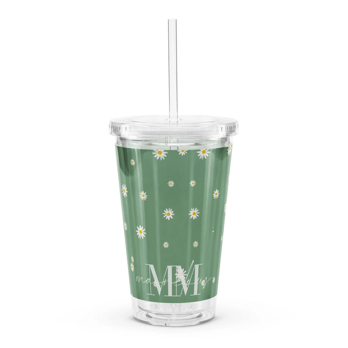 Flower Pattern - Clear Cup -   Weinbecher, Doppelwandiger Becher aus Plastik (16 oz) #