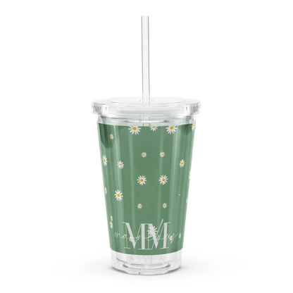 Flower Pattern - Clear Cup -   Weinbecher, Doppelwandiger Becher aus Plastik (16 oz) #