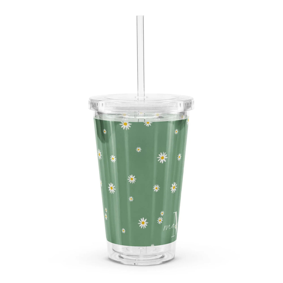 Flower Pattern - Clear Cup -   Weinbecher, Doppelwandiger Becher aus Plastik (16 oz) #