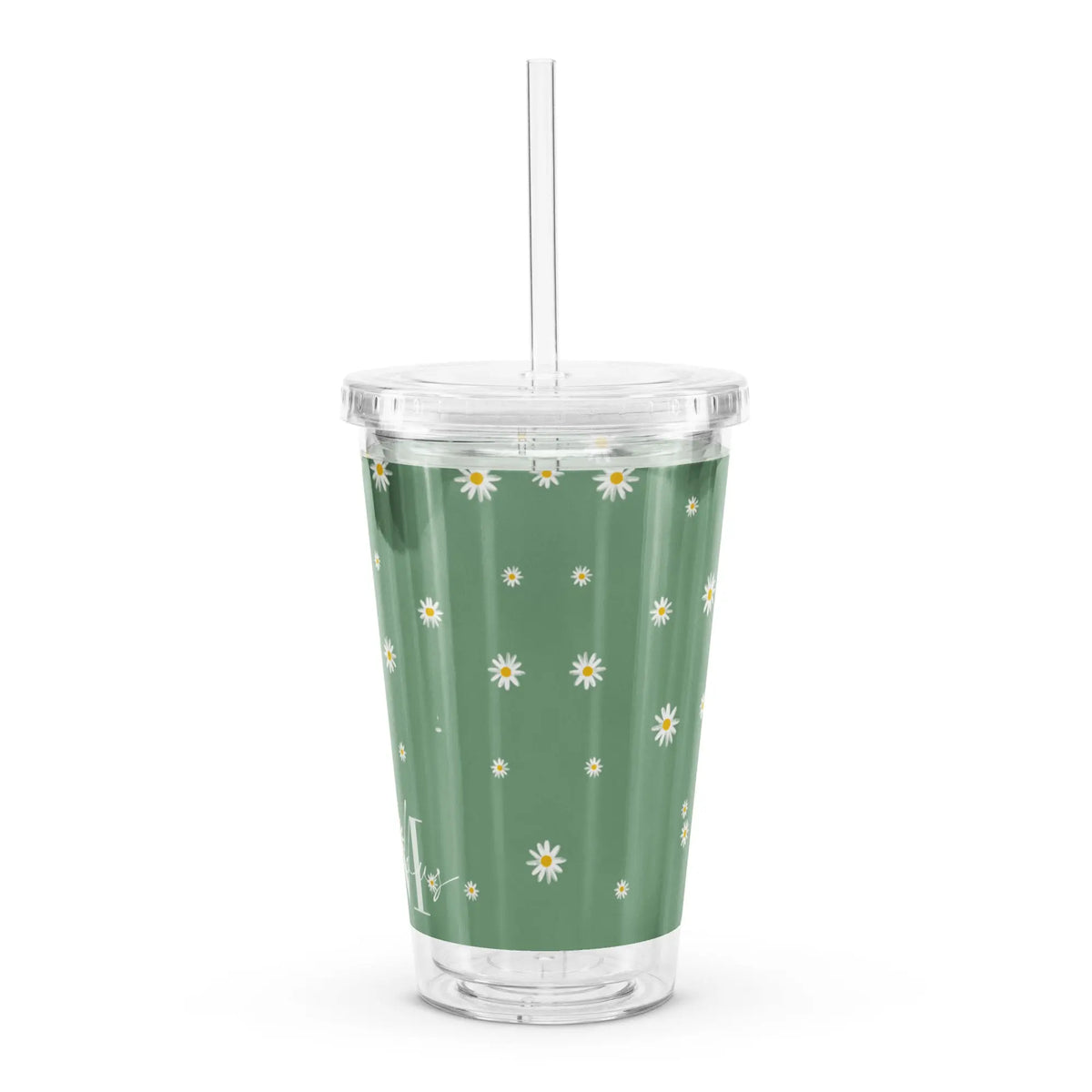 Flower Pattern - Clear Cup -   Weinbecher, Doppelwandiger Becher aus Plastik (16 oz) #