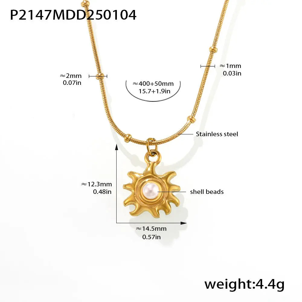 SUNFLOWER Shell Pearls Clavicle Necklace -   Schmuck #