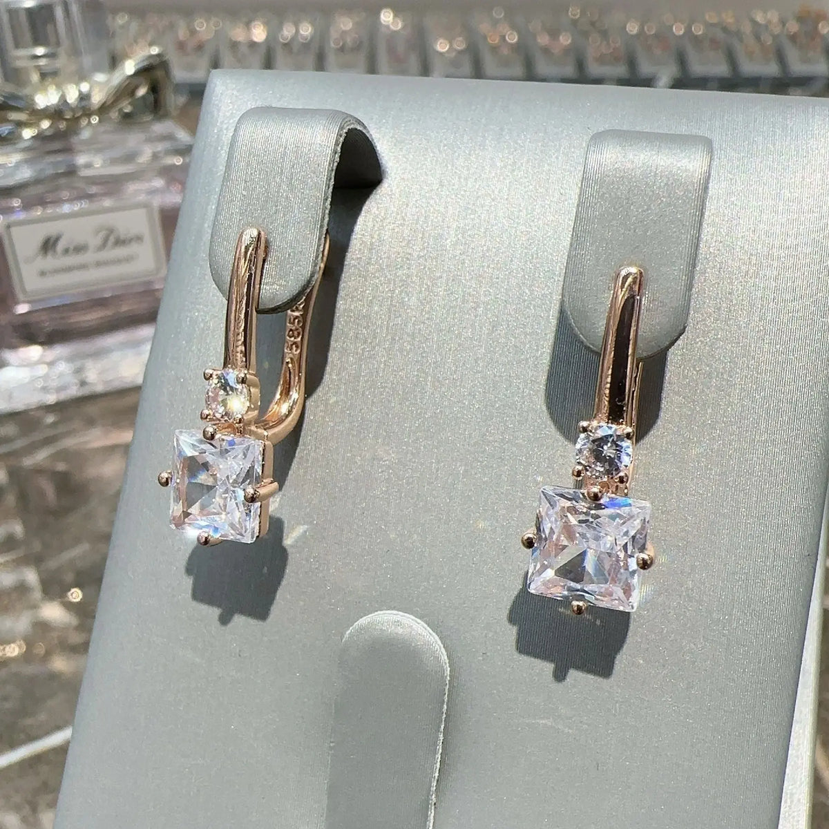 Square Zircon Exquisite“ Ohrclips -   Schmuck #