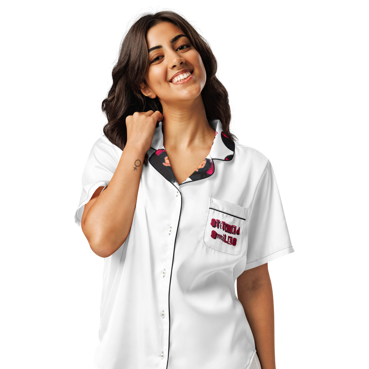 Stiched Smiles - kurzes Pyjama-Top -   PJ #
